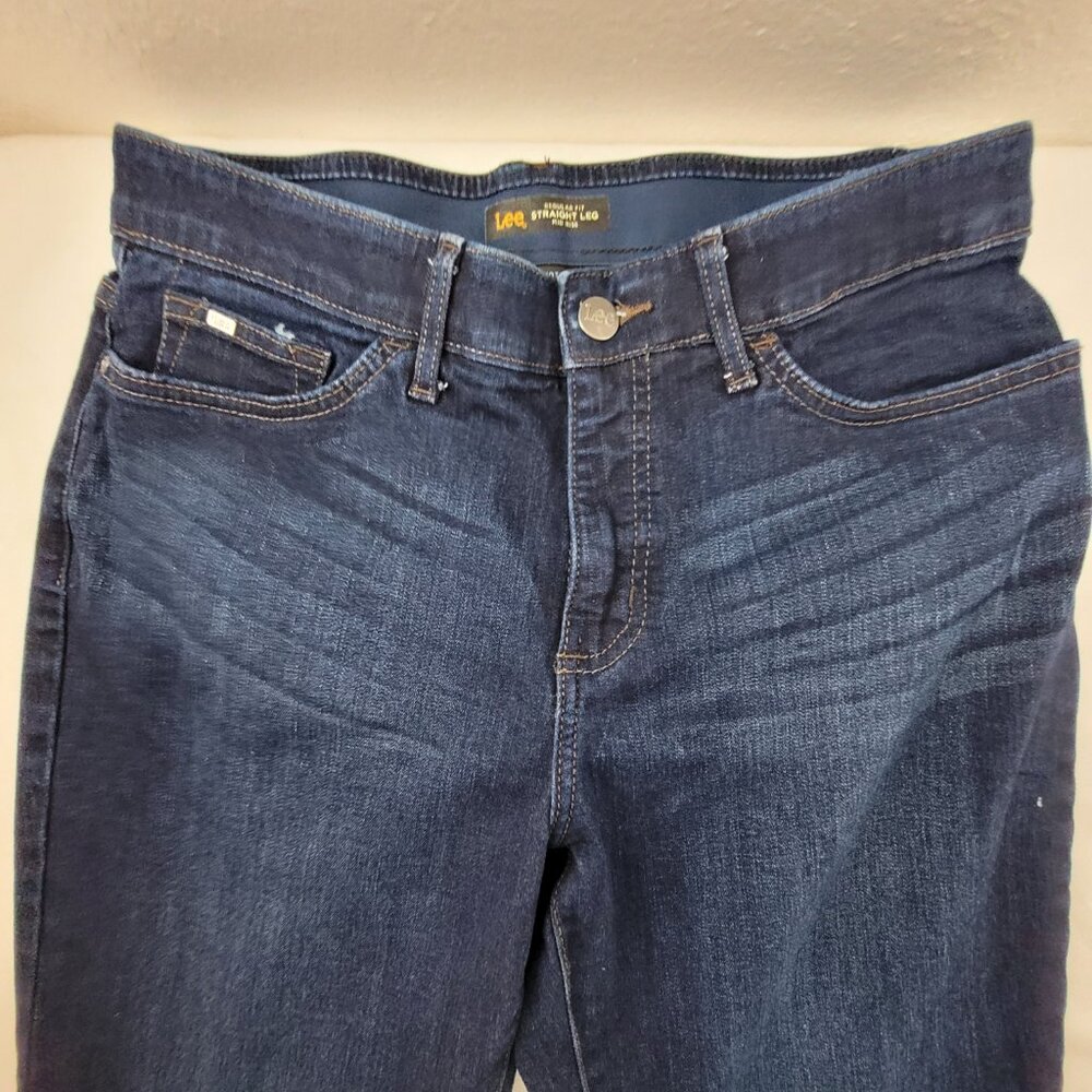 Lee Jeans Women's 10 Blue Dark Wash Regular Fit Straight Leg Flex Motion - Picture 6 of 13